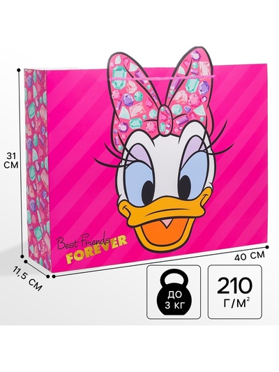 Пакет подарочный, 40×31×11.5 см, упаковка, Минни Маус