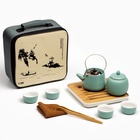 Набор для чайной церемонии ДЖЕКИЧАЙ «Харбин», 10 предметов, на 4 персоны, чашка 40 мл, чайник 200 мл, керамика, бирюзовый - Фото 10