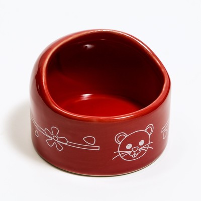 Миска керамическая "Хомячок", 6,3 х 4,5 см, красная