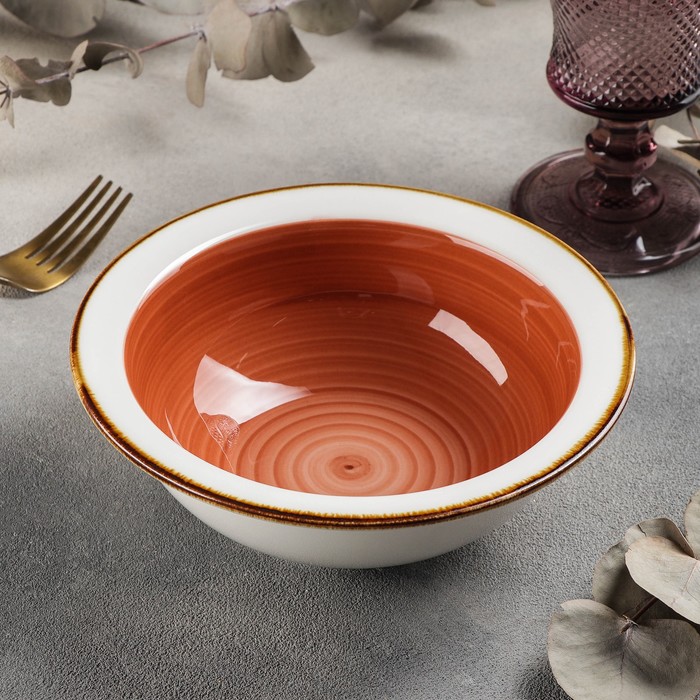 Салатник керамический «Крафт», 600 мл, 18×6 см, цвет оранжевый - Фото 1
