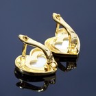 Швензы родированные «Перламутр» сердце, цвет белый в золоте 7656007