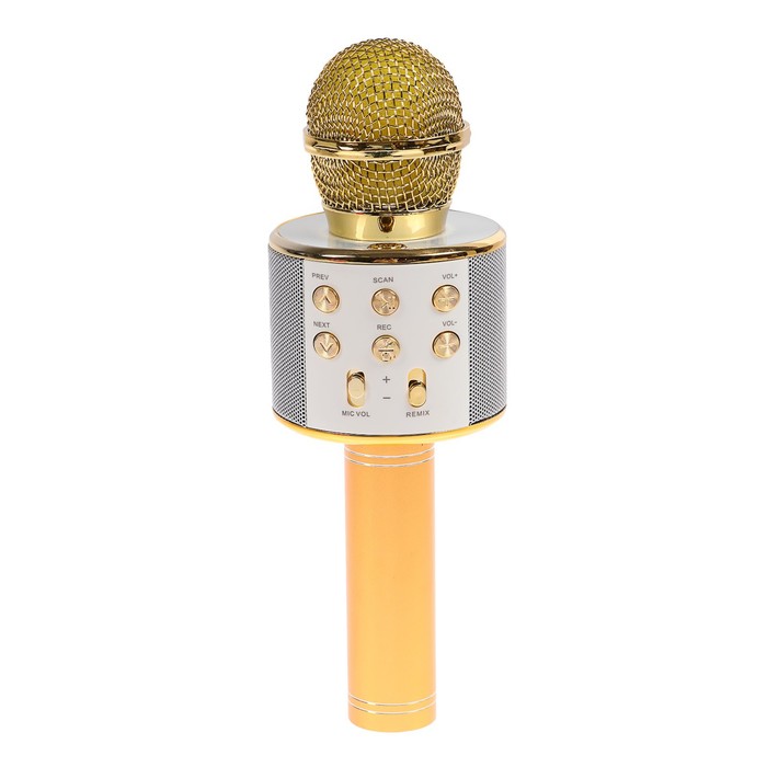 УЦЕНКА Микрофон для караоке LuazON LZZ-56, WS-858, 1800 мАч, жёлтый - Фото 1