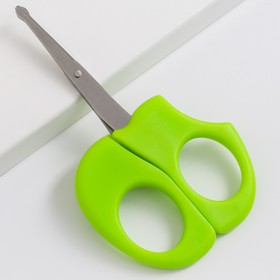 Ножницы маникюрные детские безопасные, цвет зеленый