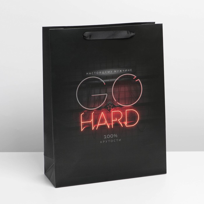 Пакет подарочный ламинированный вертикальный, упаковка, «Go hard», L 31 х 40 х 11,5 см - фото 1919233234