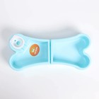 Миска двойная разделяющаяся "Объединение" под бутылку, 26х11,5х4,5 см, синяя - фото 46551285