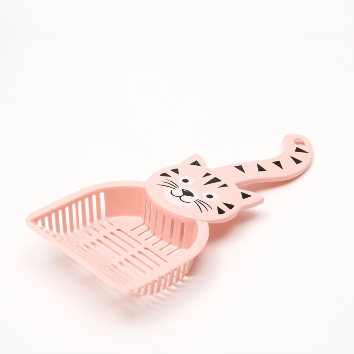 Совок для туалета "Довольный кот", 28 х 12,5 см, розовый - Фото 1