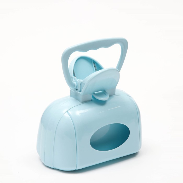 Совок для уборки за собаками с карманом для пакетов, 15.5 см × 9.5 см × 13 см, голубой - Фото 1