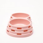 Миска рельефная пластиковая двойная 2 х 160 мл , 25 х 14 х 5 см, розовая - фото 25444425