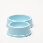 Миска пластиковая двойная 28,3 х 17,3 х 5 см, голубая - Фото 4