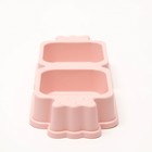 Миска пластиковая двойная, 35 х 14,5 х 5,5 см, розовая - Фото 4