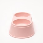 Миска пластиковая двойная  36,5*19*9 см, розовая - Фото 4