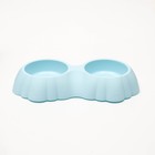 Миска пластиковая двойная, 38,4 х 22 х 6 см, голубая - фото 35641359