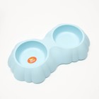 Миска пластиковая двойная, 38,4 х 22 х 6 см, голубая - фото 35641360