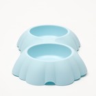 Миска пластиковая двойная, 38,4 х 22 х 6 см, голубая - фото 35641361