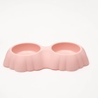 Миска пластиковая двойная, 38,4 х 22 х 6 см, розовая - Фото 2