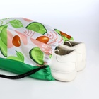 Мешок для обуви на шнурке, с принтом, размер 32×0.5×40 см, белый/зелёный/розовый - Фото 4