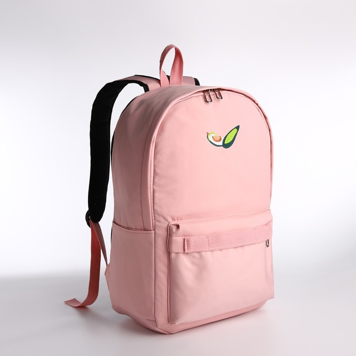 Рюкзак молодёжный из текстиля на молнии, наружный карман, сумочка, цвет розовый - Фото 1