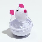 Игрушка-неваляшка "Мышка" с отсеком для лакомств (лакомства до 1 см), 4,7 х 6,5 см, белая - Фото 2