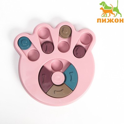 Игрушка интеллектуальная для лакомств «Лапа», 14×13.5×3 см, розовая