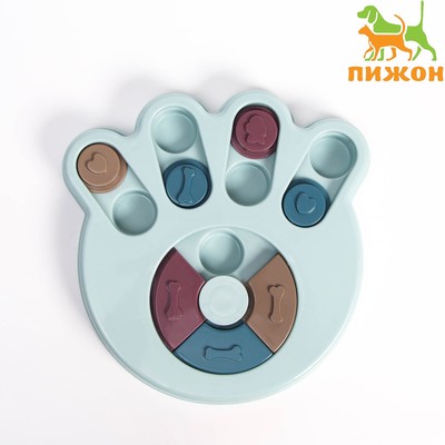 Игрушка интеллектуальная для лакомств «Лапа», 24×23.5×3 см, голубая