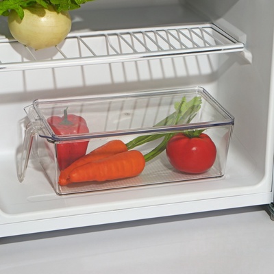 Контейнер для холодильника с крышкой и ручкой RICCO, 32×14.5×10 см, пластик, прозрачный