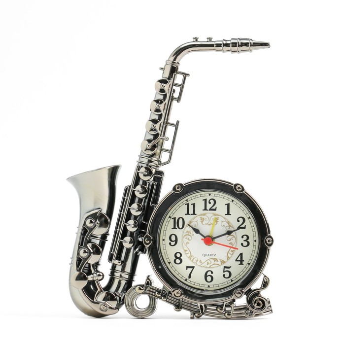 Часы - будильник настольные "Саксофон", дискретный ход, d-6.5 см, 18,5 x 15 см, АА - Фото 1