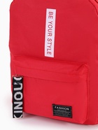 Рюкзак молодёжный на молнии, с карманами, размер 27×10×37.5 см, красный - Фото 4