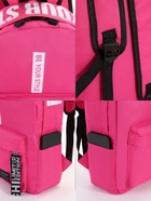 Рюкзак молодёжный на молнии, с карманами, размер 27×10×37.5 см, малиновый - Фото 3