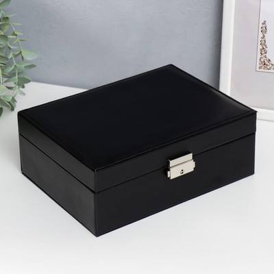 Шкатулка для украшений «Чёрная матовая», кожзам, 9×23×17 см