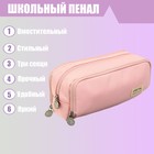 Пенал школьный на молнии, 3-х секционный, розовый 7516434 - фото 12215588