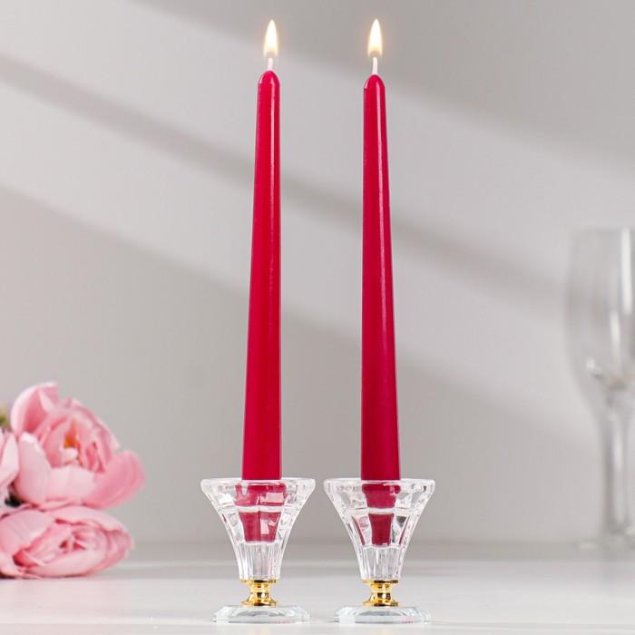 Набор свечей античных ароматических "Вишня", 2,3х 24,5 см, 5 ч, 55 г, 2 штуки, бордовый - Фото 1
