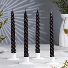 Набор свечей витых, 2,3х 24,5 см, 5 ч, 50 г, 4 штуки, черный - фото 9568772