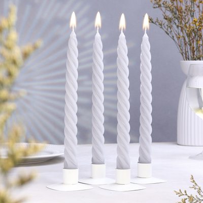 Набор свечей витых, 2.3×24.5 см, 5 ч, 50 г, 4 шт., серый