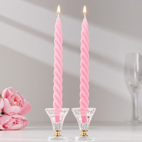 Набор свечей витых, 2,3х 24,5 см, 5 ч, 50 г, 2 штуки, светло-розовая