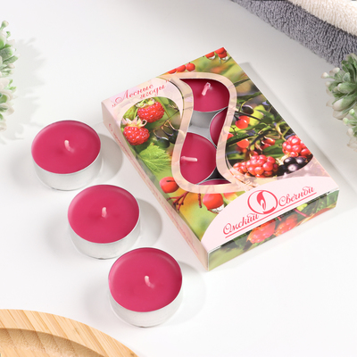 Набор свечей ароматических чайных «Ягоды», 3.8×1.6 см, 3.5 ч, 12 г, 6 шт.