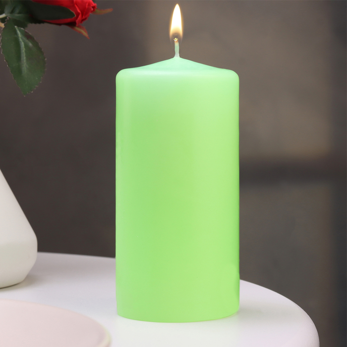 Свеча - цилиндр ароматическая &quot;Яблоко&quot;, 6х12,5 см, 35 ч, 283 г, зеленый