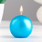 Свеча-шар, 5,5 см, 9 ч, 97 г, голубой блеск - фото 9568822