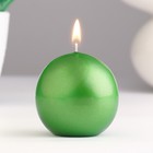 Свеча-шар, 5,5 см, 9 ч, 97 г, зеленый блеск - фото 9568826