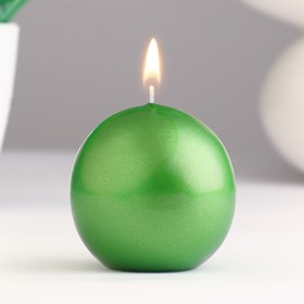 Свеча-шар, 5,5 см, 9 ч, 97 г, зеленый блеск