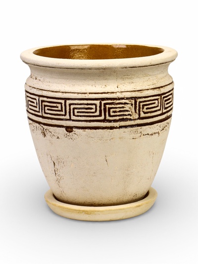 Горшок для цветов «Веста», 10 л, d=29 см, h=30 см, керамика, с поддоном, бежевый