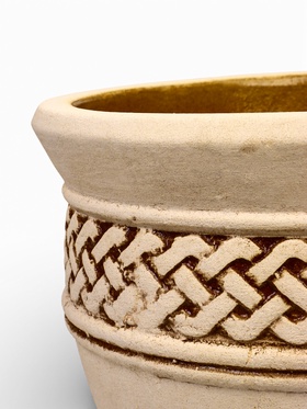 Горшок для цветов «Ламия», 15 л, d=34 см, h=33 см, керамика, с поддоном, бежевый