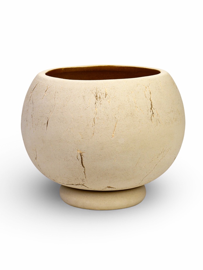Горшок для цветов «Шар», 15 л, d=27 см, h=25 см, керамика, с поддоном, бежевый - Фото 1