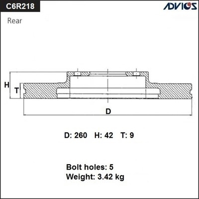 Диск тормозной зад. ADVICS (R) HONDA CIVIC FD1 (05-11)