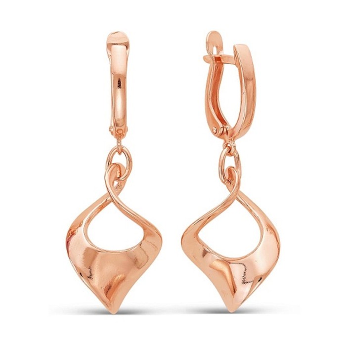 Серьги «Минимал» треугольная петля, розовое золочение - Фото 1