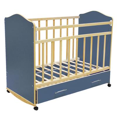 Детская кроватка «Морозко» на колёсах или качалке, с ящиком, цвет синий