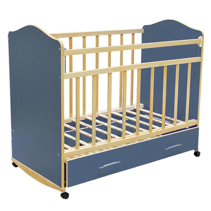 Детская кроватка «Морозко» на колёсах или качалке, с ящиком, цвет синий - Фото 1