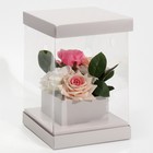 Коробка подарочная для цветов с вазой и PVC окнами складная, упаковка, «Серая», 16 х 23 х 16 см - Фото 2