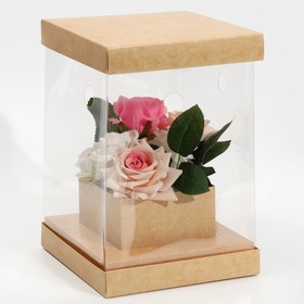 Коробка для цветов с вазой и PVC окнами складная «Крафт», 16 х 23 х 16 см