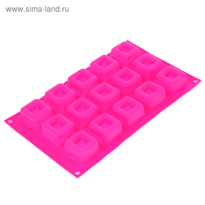 Форма силиконовая для украшений Доляна «Кубики», 17×30×2,5 см, 15 ячеек, цвет МИКС - Фото 1