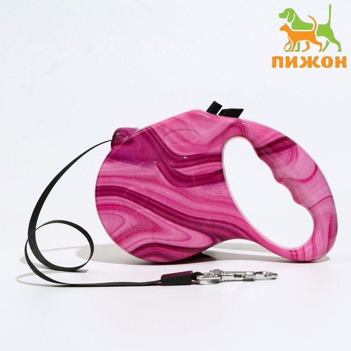 Рулетка "Лапа", 5 м, до 35 кг, принт мрамор, розовая - Фото 1